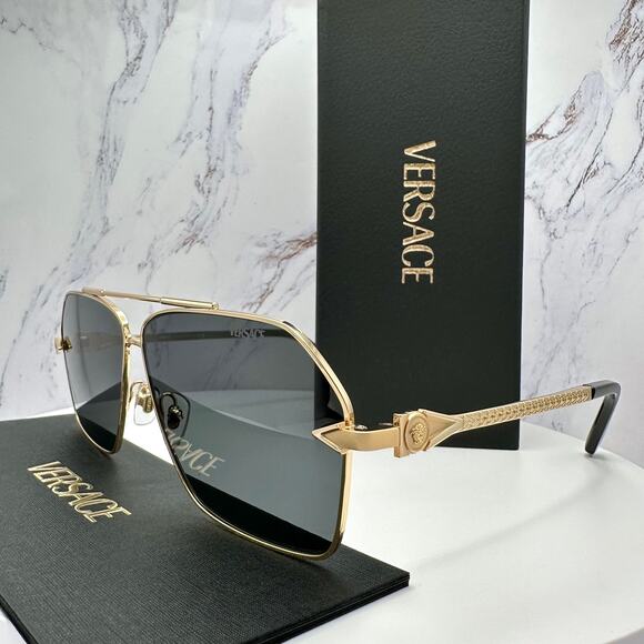 NEW VERSACE Gold Metal Sunglasses - Picture 5 of 16